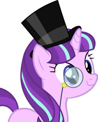Size: 3634x4500 | Tagged: safe, artist:slb94, character:starlight glimmer, species:pony, species:unicorn, clothing, cute, glimmerbetes, hat, monocle, simple background, top hat, transparent background, vector