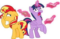 Size: 5092x3291 | Tagged: safe, artist:jhayarr23, character:sunset shimmer, character:twilight sparkle, character:twilight sparkle (alicorn), species:alicorn, species:pony, equestria girls:forgotten friendship, g4, my little pony: equestria girls, my little pony:equestria girls, berk, book, bookgasm, derp, derplight sparkle, faec, gasp, simple background, smiling, smirk, that pony sure does love books, transparent background