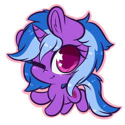 Size: 1280x1274 | Tagged: safe, artist:wickedsilly, oc, oc only, oc:aegis moonwalker, species:pony, species:unicorn, chibi, cute, cutie mark, female, giant head, mare, simple background, transparent background, wingding eyes