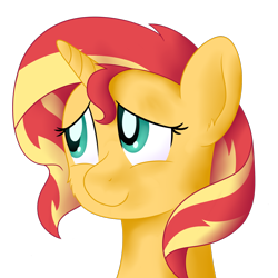 Size: 2000x2000 | Tagged: safe, artist:djdavid98, character:sunset shimmer, species:pony, bust, female, portrait, shading, simple background, soft shading, solo, transparent background