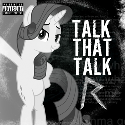 Size: 800x800 | Tagged: safe, artist:jhayarr23, artist:penguinsn1fan, character:rarity, species:pony, bipedal, cover, female, parody, rihanna, solo
