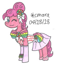 Size: 727x805 | Tagged: safe, artist:cmara, character:pinkie pie, clothing, dress, female, solo, traditional art