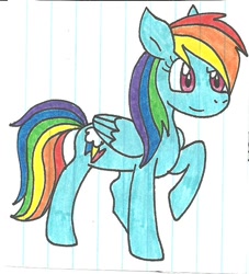 Size: 629x694 | Tagged: safe, artist:cmara, character:rainbow dash, female, lined paper, solo, traditional art
