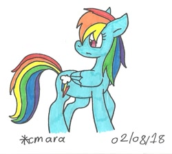 Size: 838x750 | Tagged: safe, artist:cmara, character:rainbow dash, species:pegasus, species:pony, female, simple background, solo, traditional art, white background