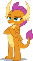 Size: 3000x5568 | Tagged: safe, artist:dashiesparkle, character:smolder, species:dragon, episode:school daze, g4, my little pony: friendship is magic, .svg available, absurd resolution, claws, crossed arms, dragon wings, dragoness, fangs, female, simple background, smug, solo, transparent background, vector, wings
