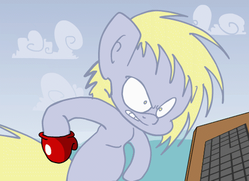 Size: 500x364 | Tagged: safe, artist:extradan, oc, oc:jerky hooves, animated, boxing gloves, flash, keyboard, punch, tumblr