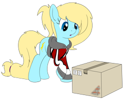 Size: 3500x2800 | Tagged: safe, artist:djdavid98, oc, oc only, oc:honey wound, species:pony, box, clothing, female, mare, raised hoof, simple background, solo, transparent background, x-ray
