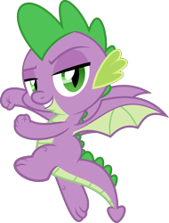 Size: 5466x7187 | Tagged: safe, artist:jhayarr23, character:spike, species:dragon, episode:molt down, g4, my little pony: friendship is magic, absurd resolution, flying, male, narrowed eyes, raised fist, simple background, transparent background, vector, winged spike