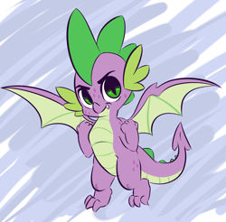 Size: 4225x4156 | Tagged: safe, artist:wickedsilly, character:spike, species:dragon, episode:molt down, g4, my little pony: friendship is magic, absurd resolution, cute, fangs, looking at you, male, slit eyes, smiling, solo, spikabetes, winged spike