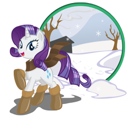 Size: 3000x2800 | Tagged: safe, artist:danmakuman, character:rarity, species:pony, species:unicorn, boots, clothing, female, looking at you, mare, scarf, shoes, simple background, snow, snowflake, transparent background