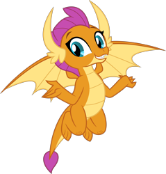 Size: 4782x5000 | Tagged: safe, artist:dashiesparkle, character:smolder, species:dragon, episode:school daze, g4, my little pony: friendship is magic, .svg available, absurd resolution, claws, cute, dragon wings, dragoness, fangs, female, flying, simple background, smiling, smolderbetes, solo, spread wings, teeth, transparent background, vector, wings