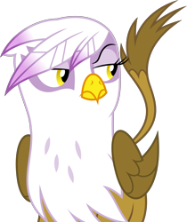 Size: 4202x5000 | Tagged: safe, artist:dashiesparkle, character:gilda, species:griffon, episode:the lost treasure of griffonstone, g4, my little pony: friendship is magic, .svg available, absurd resolution, beak, female, folded wings, frown, head feathers, looking sideways, narrowed eyes, raised eyebrow, raised tail, simple background, solo, tail, transparent background, vector, wings