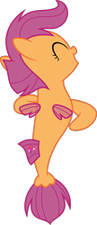 Size: 6400x14845 | Tagged: safe, artist:parclytaxel, character:scootaloo, species:pegasus, species:pony, species:seapony (g4), episode:surf and/or turf, g4, my little pony: friendship is magic, .svg available, absurd resolution, eyes closed, female, filly, good trick, jumping, leaping, seaponified, seapony scootaloo, simple background, smiling, solo, species swap, spinning, transparent background, vector, your heart is in two places