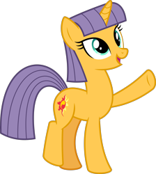 Size: 6400x7145 | Tagged: safe, artist:parclytaxel, part of a set, character:maud pie, character:sunset shimmer, species:pony, species:unicorn, .svg available, absurd resolution, female, looking up, mane swap, mare, part of a series, pointing, raised leg, simple background, smiling, solo, transparent background, vector, wat
