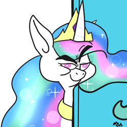 Size: 900x900 | Tagged: safe, artist:mt, character:princess celestia, species:pony, female, mare, simple background, solo, that fucking cat, tom and jerry, transparent background