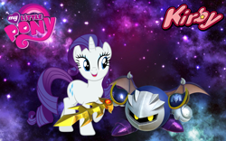 Size: 1440x900 | Tagged: safe, artist:arcgaming91, artist:dashiesparkle, artist:dashiesparkle edit, character:rarity, crossover, kirby, kirby star allies, meta knight