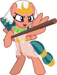 Size: 5352x6990 | Tagged: safe, artist:jhayarr23, character:somnambula, species:pegasus, species:pony, g4, legends of magic, spoiler:comiclom5, absurd resolution, bipedal, clothing, female, hoof hold, hope (pole), mare, pole, simple background, smiling, solo, staff, stick, transparent background, vector
