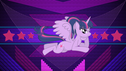 Size: 3840x2160 | Tagged: safe, artist:laszlvfx, artist:zuko42, edit, character:twilight sparkle, character:twilight sparkle (alicorn), species:alicorn, species:pony, bedroom eyes, female, mare, solo, spread wings, wallpaper, wallpaper edit, wings