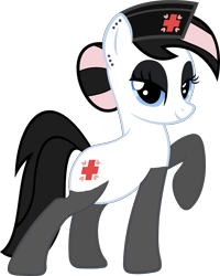 Size: 4794x6000 | Tagged: safe, artist:icey-wicey-1517, artist:slb94, edit, character:nurse redheart, species:earth pony, species:pony, absurd resolution, bedroom eyes, clothing, dyed mane, ear piercing, earring, eyeshadow, female, goth, jewelry, looking at you, makeup, mare, nurse, nylon, old cutie mark, piercing, pose, raised hoof, rarity pose, simple background, socks, solo, stockings, thigh highs, transparent background