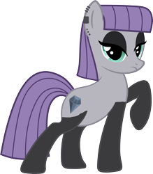 Size: 5262x6000 | Tagged: safe, artist:icey-wicey-1517, artist:slb94, edit, character:maud pie, species:earth pony, species:pony, absurd resolution, bedroom eyes, clothing, ear piercing, earring, eyeshadow, female, goth, jewelry, makeup, mare, piercing, rarity pose, simple background, socks, solo, stockings, thigh highs, transparent background, wrong cutie mark