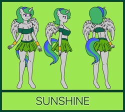 Size: 1200x1076 | Tagged: safe, artist:linedraweer, oc, oc only, oc:sunshine, species:alicorn, species:anthro, species:pony, alicorn oc, anthro oc, commission, female, freckles, reference, reference sheet, solo