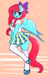 Size: 1209x1920 | Tagged: safe, artist:wickedsilly, oc, oc only, oc:cara swiftwing, species:anthro, species:pegasus, species:pony, species:unguligrade anthro, anthro oc, clothing, commission, female, mare, school uniform, smiling, solo