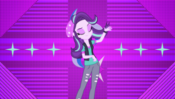 Size: 3840x2160 | Tagged: safe, artist:illumnious, artist:laszlvfx, artist:lifes-remedy, edit, character:starlight glimmer, equestria girls:mirror magic, g4, my little pony: equestria girls, my little pony:equestria girls, spoiler:eqg specials, beanie, breasts, cleavage, clothing, cutie mark, eyes closed, fabulous, female, hat, solo, vest, wallpaper, wallpaper edit, watch, wristwatch