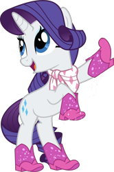 Size: 5048x7586 | Tagged: safe, artist:jhayarr23, character:rarity, species:pony, species:unicorn, episode:the end in friend, g4, my little pony: friendship is magic, absurd resolution, boots, clothing, cute, female, glitter, glitter boots, happy, mare, neckerchief, rarara, raribetes, scarf, shoes, simple background, transparent background, vector