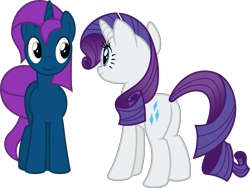 Size: 8525x6400 | Tagged: safe, artist:parclytaxel, character:rarity, oc, oc:thunder glade, species:pony, species:unicorn, .svg available, absurd resolution, alternate hairstyle, commission, female, makeover, male, mare, plot, simple background, stallion, transparent background, vector
