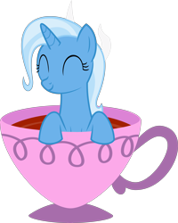 Size: 6400x8009 | Tagged: safe, artist:hithroc, artist:slb94, artist:sollace, character:trixie, species:pony, absurd resolution, cup, cup of pony, cute, eyes closed, micro, simple background, smiling, teacup, that pony sure does love teacups, transparent background, vector