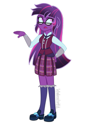 Size: 700x1000 | Tagged: safe, artist:wubcakeva, character:midnight sparkle, character:twilight sparkle, character:twilight sparkle (scitwi), species:eqg human, my little pony:equestria girls, causal midnight sparkle, clothing, crystal prep academy uniform, female, glasses, midnight sparkle, school uniform, simple background, solo, transparent background