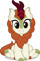 Size: 1024x1576 | Tagged: safe, artist:jhayarr23, character:autumn blaze, species:kirin, episode:sounds of silence, g4, my little pony: friendship is magic, awwtumn blaze, chest fluff, cloven hooves, cute, female, grin, hnnng, leg fluff, looking at you, simple background, sitting, smiling, solo, squee, transparent background, underhoof, vector