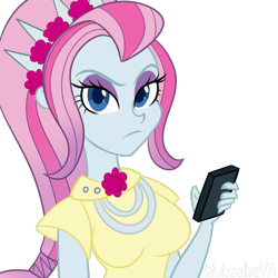 Size: 1000x1000 | Tagged: safe, artist:wubcakeva, equestria girls:rainbow rocks, g4, my little pony: equestria girls, my little pony:equestria girls, cellphone, clothing, female, looking back, phone, simple background, smartphone, solo, transparent background, violet blurr