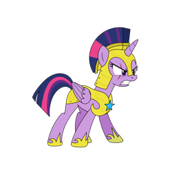 Size: 1300x1300 | Tagged: safe, alternate version, artist:linedraweer, character:twilight sparkle, character:twilight sparkle (alicorn), species:alicorn, species:pony, armor, background removed, clenched teeth, commission, eye scar, female, helmet, hoof shoes, horn, royal guard, scar, scarred, simple background, solo, transparent background, vector, wings