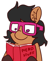 Size: 650x800 | Tagged: safe, artist:threetwotwo32232, oc, oc only, oc:exxie, species:pegasus, species:pony, book, female, glasses, mare, simple background, solo, transparent background
