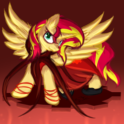 Size: 1600x1600 | Tagged: safe, artist:frist44, character:sunset shimmer, species:alicorn, species:pony, alicornified, female, god tier, homestuck, race swap, shimmercorn, solo, sylph of time, wheel