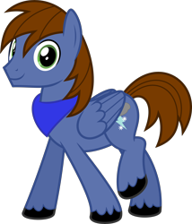 Size: 6400x7487 | Tagged: safe, artist:parclytaxel, oc, oc only, oc:pat thundersnow, species:pegasus, species:pony, 2019 community collab, derpibooru community collaboration, .svg available, absurd resolution, looking at you, male, neckerchief, simple background, smiling, solo, stallion, transparent background, unshorn fetlocks, vector