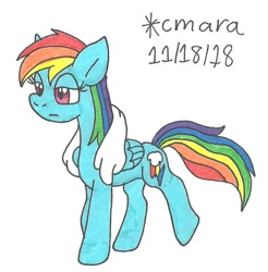 Size: 821x833 | Tagged: safe, artist:cmara, character:rainbow dash, species:pegasus, species:pony, female, simple background, solo, tired, towel, traditional art, white background