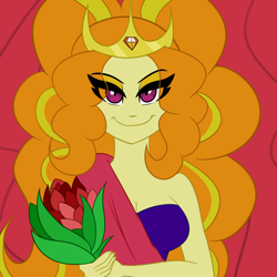 Size: 1000x1000 | Tagged: safe, artist:wubcakeva, character:adagio dazzle, my little pony:equestria girls, breasts, cleavage, clothing, commission, crown, female, jewelry, looking at you, regalia, smiling, solo