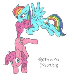 Size: 1119x1252 | Tagged: safe, artist:cmara, character:pinkie pie, character:rainbow dash, species:pony, traditional art