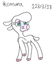 Size: 727x838 | Tagged: safe, artist:cmara, community related, character:pom lamb, species:sheep, them's fightin' herds, cloven hooves, female, lamb, marker drawing, simple background, solo, traditional art, white background