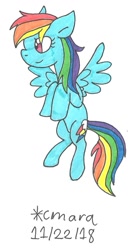 Size: 639x1219 | Tagged: safe, artist:cmara, character:rainbow dash, species:pony, female, solo, traditional art