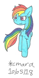 Size: 501x999 | Tagged: safe, artist:cmara, character:rainbow dash, species:pony, female, solo, traditional art