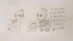Size: 4032x2268 | Tagged: safe, artist:parclytaxel, oc, oc:parcly taxel, species:alicorn, species:crystal pony, species:pony, ain't never had friends like us, akabane, albumin flask, alicorn oc, box, christmas, christmas presents, cinnabar, clothing, female, golden hooves, hat, hearth's warming, holiday, japan, lineart, mailpony, mare, messenger, monochrome, parcly taxel in japan, pencil drawing, present, quicksilver, saddle bag, sparkles, story included, tokyo, traditional art, winged shoes
