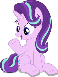 Size: 3787x5000 | Tagged: safe, artist:dashiesparkle, character:starlight glimmer, species:pony, species:unicorn, episode:the times they are a changeling, g4, my little pony: friendship is magic, .svg available, absurd resolution, cute, female, glimmerbetes, mare, open mouth, simple background, sitting, solo, transparent background, underhoof, vector