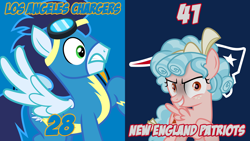 Size: 1920x1080 | Tagged: safe, artist:chainchomp2 edit, artist:jhayarr23, character:cozy glow, character:soarin', species:pony, afc divisional round, american football, los angeles chargers, new england patriots, nfl, nfl divisional round, nfl playoffs, sports, vector