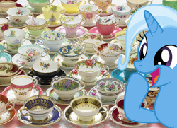 Size: 900x651 | Tagged: safe, artist:dashiesparkle, character:trixie, species:pony, species:unicorn, excited, female, happy, irl, mare, open mouth, photo, solo, teacup, that pony sure does love teacups