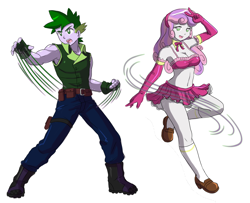 Size: 3080x2504 | Tagged: safe, artist:danmakuman, edit, character:spike, character:sweetie belle, species:human, ship:spikebelle, my little pony:equestria girls, armpits, female, human spike, male, older, older spike, older sweetie belle, shipping, simple background, straight, white background