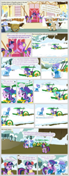 Size: 5000x12670 | Tagged: safe, artist:mundschenk85, artist:parclytaxel, character:amethyst star, character:bon bon, character:cloud kicker, character:lucky clover, character:lyra heartstrings, character:mayor mare, character:rainbow dash, character:sparkler, character:starlight glimmer, character:sunshower raindrops, character:sweetie drops, character:trixie, character:twilight sparkle, character:twilight sparkle (alicorn), oc, oc:silverlay, species:alicorn, species:pony, episode:winter wrap up, g4, my little pony: friendship is magic, absurd resolution, awwmethyst star, blushing, bottle, cart, clipboard, comic, cute, earmuffs, hoofbump, magic, snow, winter wrap up vest