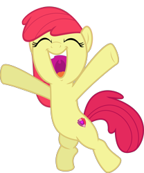 Size: 6486x7794 | Tagged: safe, artist:jhayarr23, edit, editor:slayerbvc, character:apple bloom, species:earth pony, species:pony, episode:the cutie re-mark, absurd resolution, accessory-less edit, adorabloom, cute, female, filly, friends are always there for you, leaping, missing accessory, simple background, solo, transparent background, vector, vector edit
